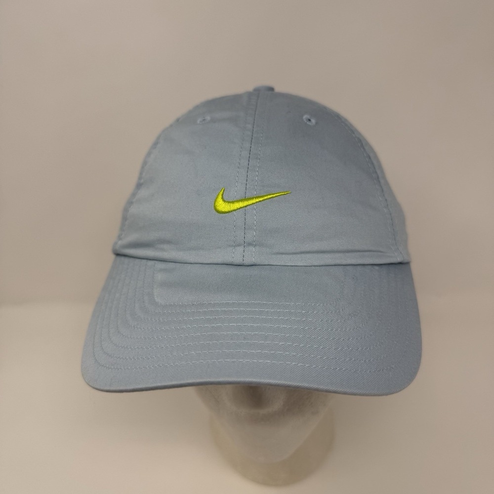 Vintage Nike Golf Hat‎ Cap Strapback Blue Neon Y2K Center Swoosh Distressed